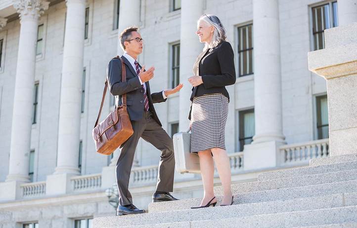 Professionals on steps