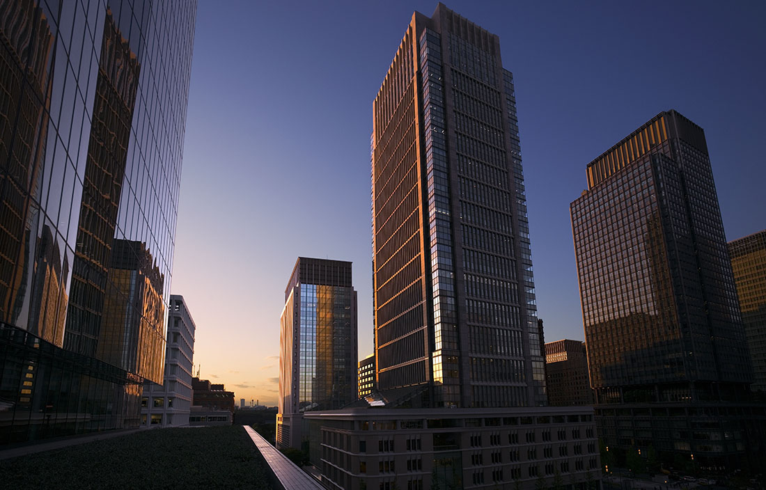 City at sunset.